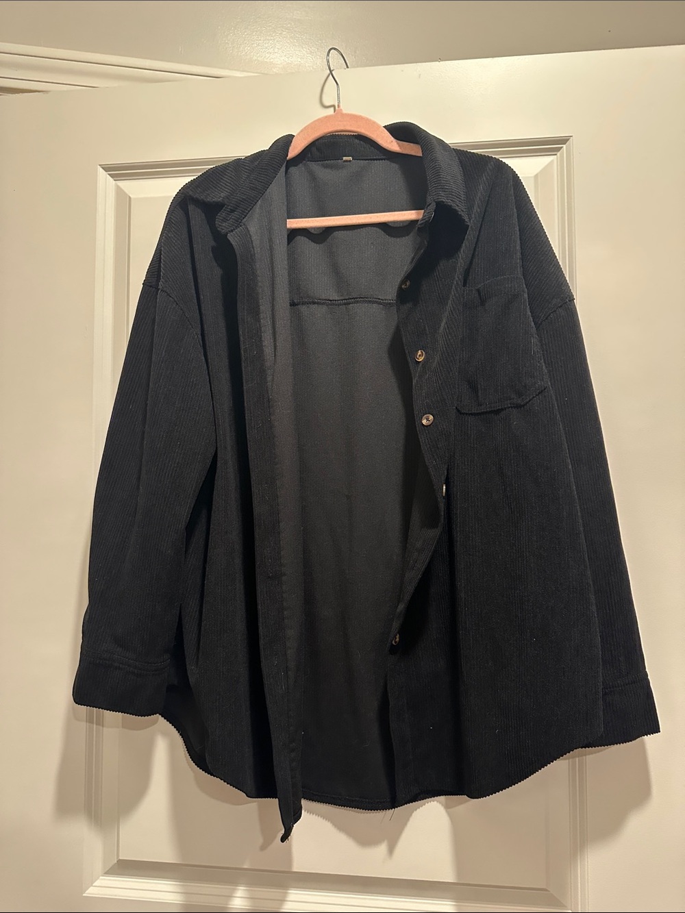 Black Corduroy Button-Up Jacket